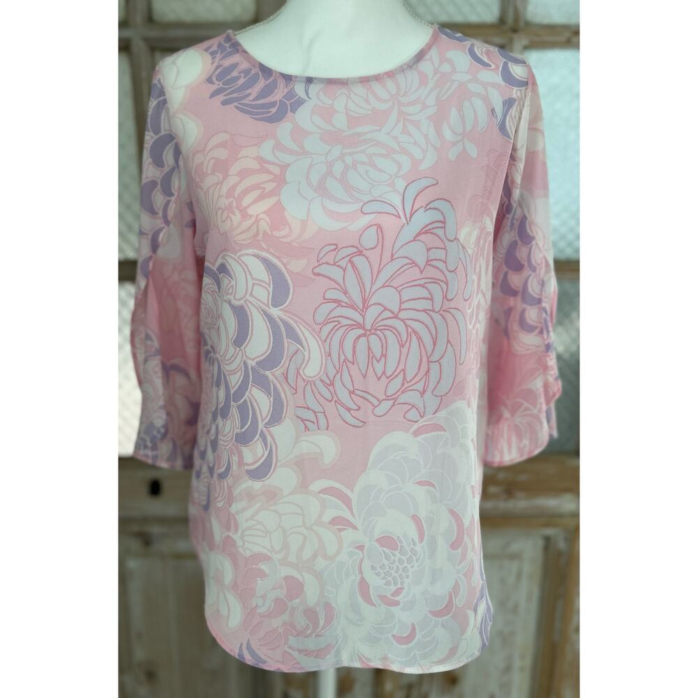 Women Ruby Rd Top, Pink, White, Floral, Size S Petite